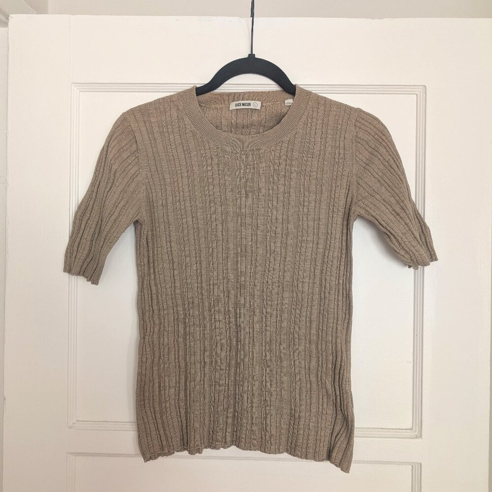 Buck Mason Coastal Linen Rib Tee - Tan Large